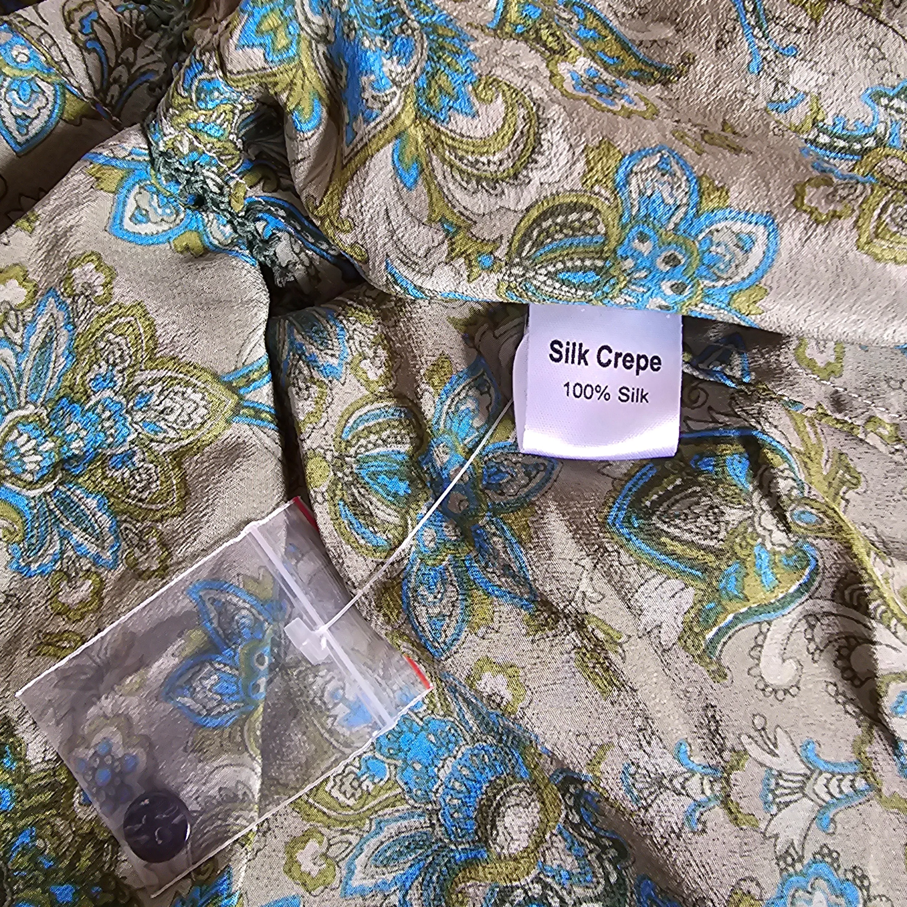 🦄 Chasing Unicorns 'Dark Sweet Lady' Silk Blouse – XS – Rare Green Floral Boho Western Style