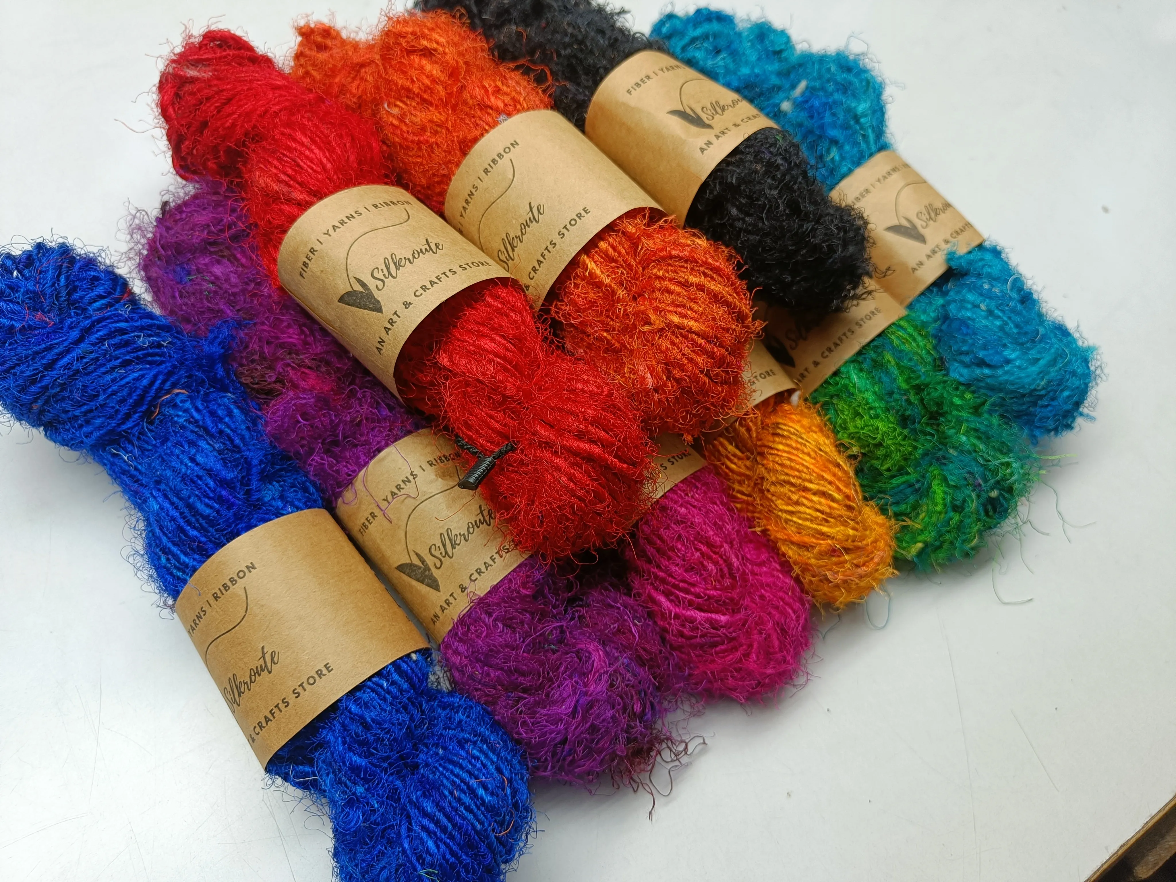 10 Colors Recycled Sari Silk Yarn Regular