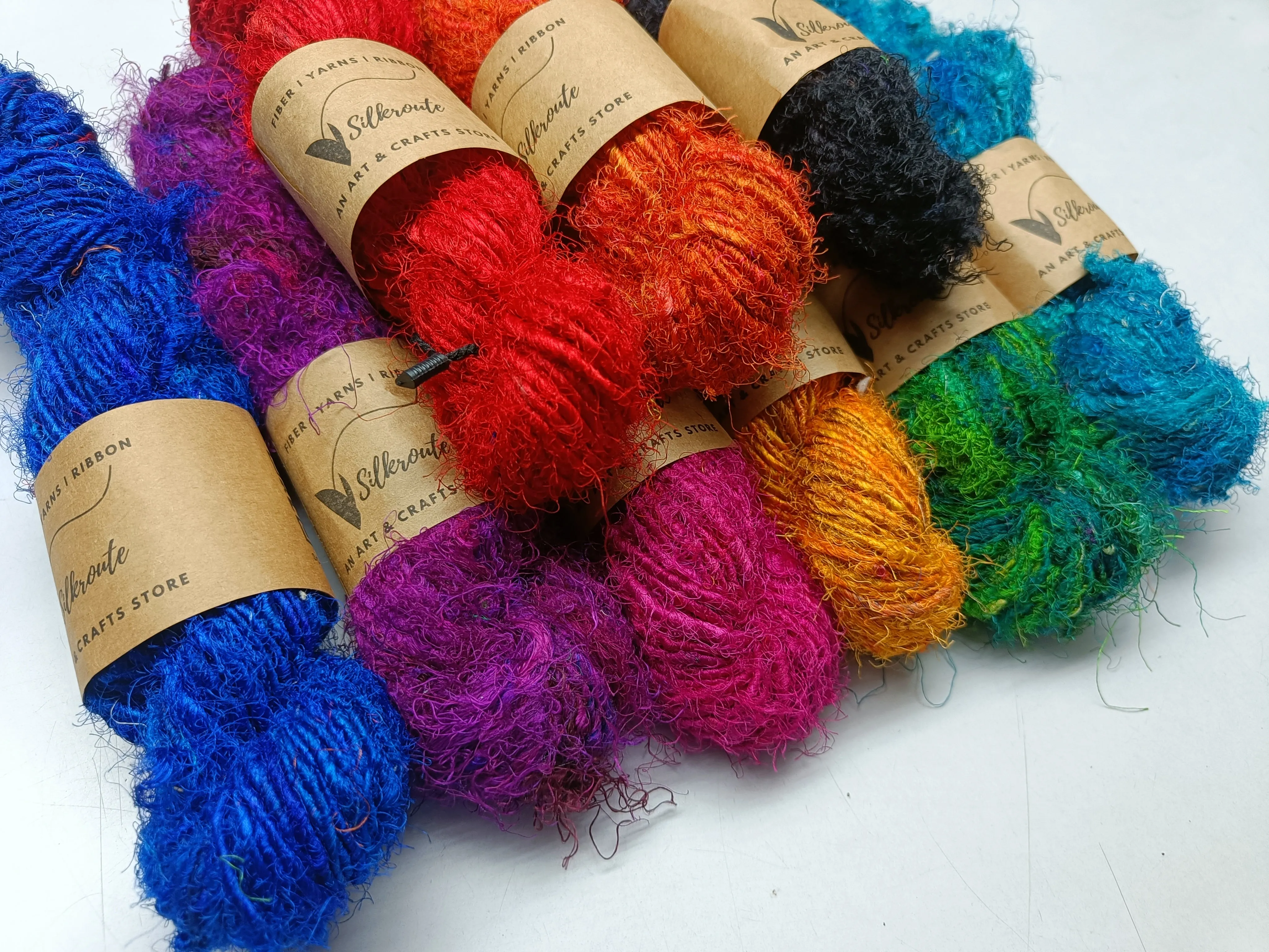 10 Colors Recycled Sari Silk Yarn Regular