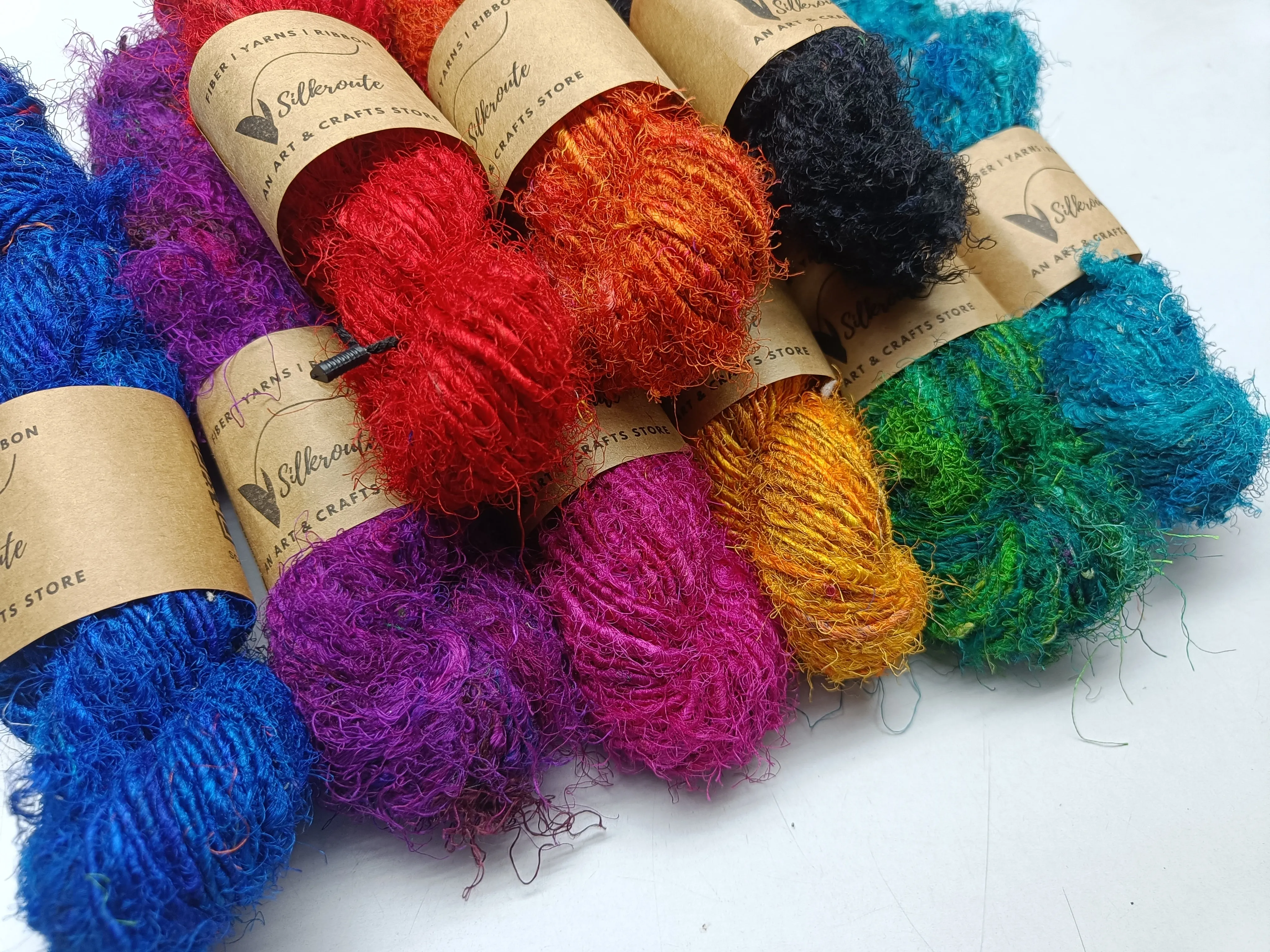 10 Colors Recycled Sari Silk Yarn Regular