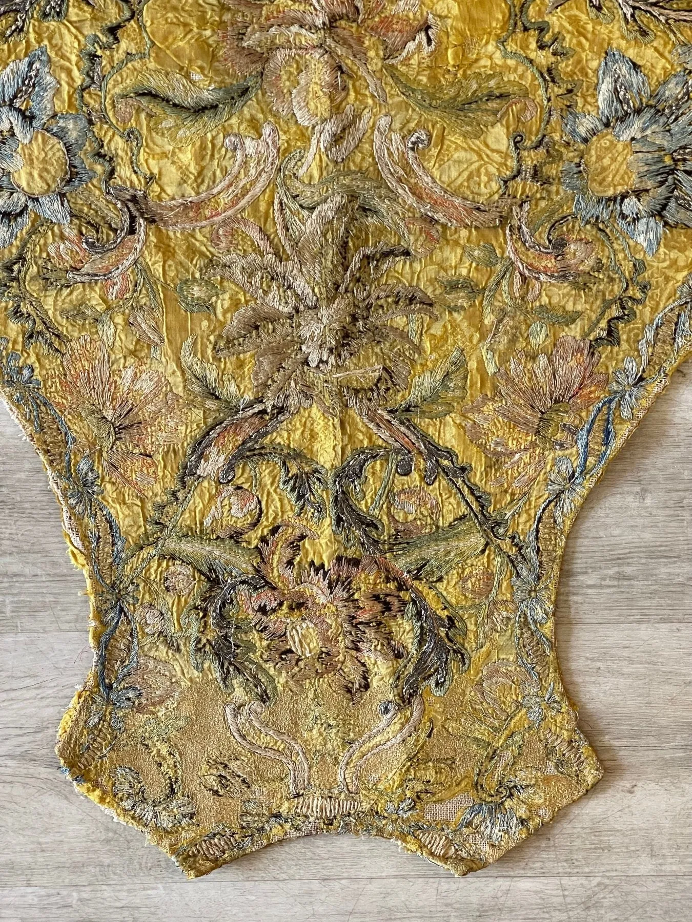 18th Century Silk Floss & Metallic Portuguese Embroidered Chasuble Panel