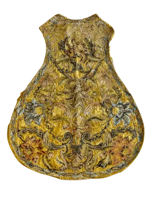 18th Century Silk Floss & Metallic Portuguese Embroidered Chasuble Panel