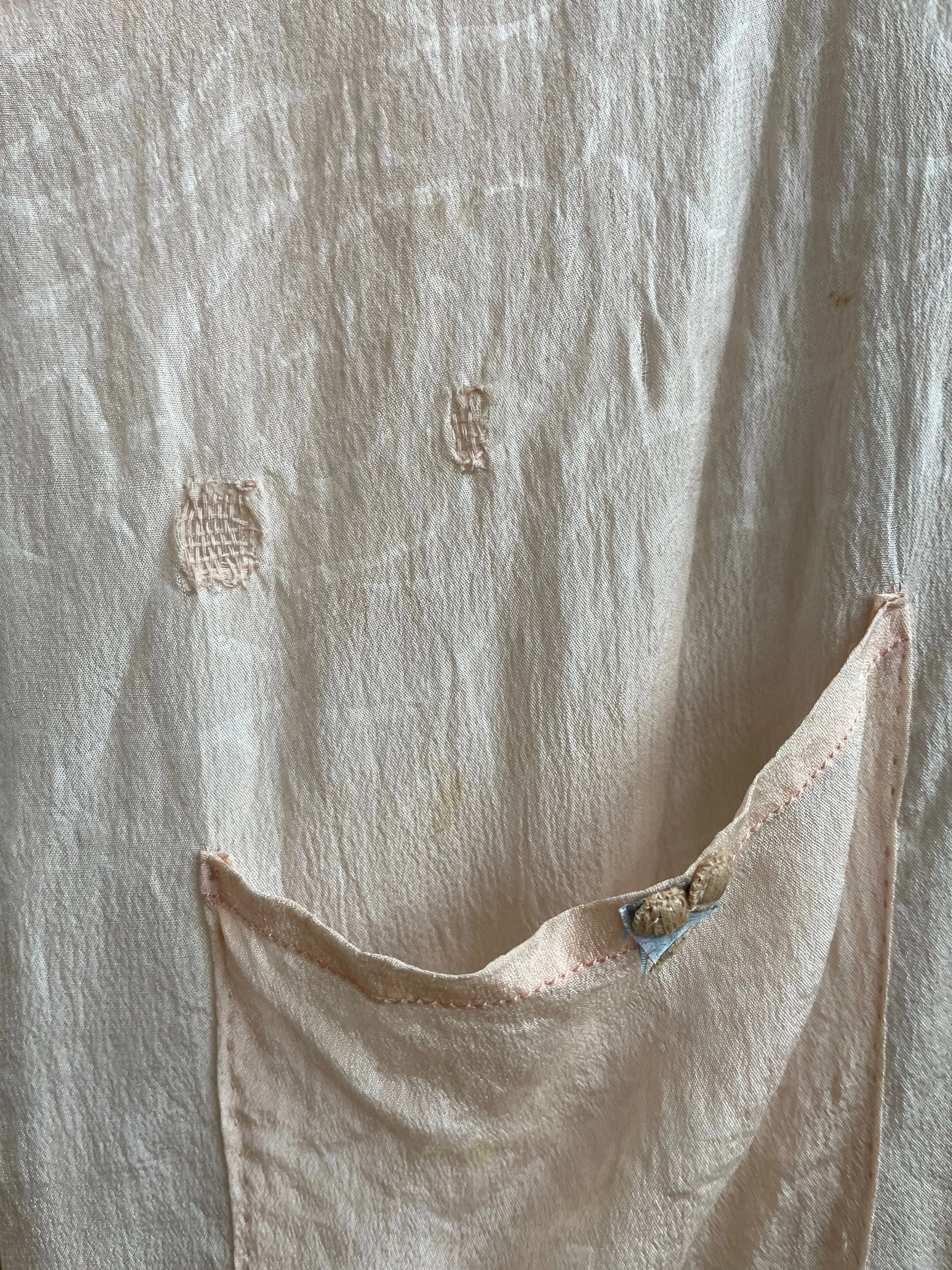 1920s Lace & Deco Floral Printed Silk Ribbon-work Robe