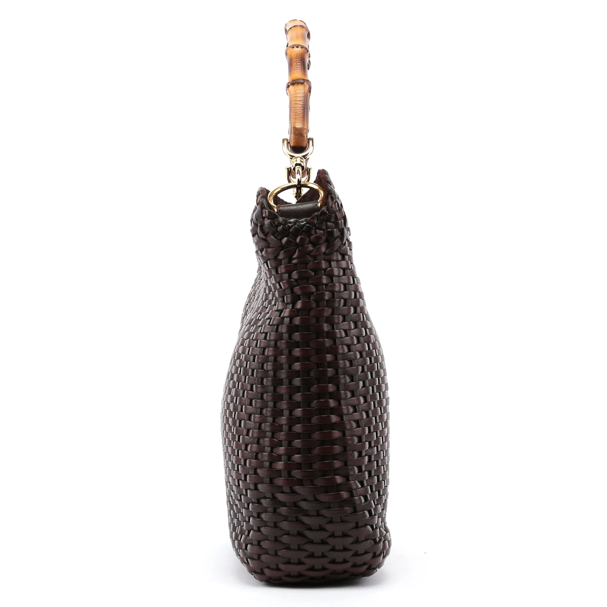 1996 Brown Woven Bamboo 2-Way Bag