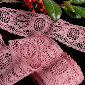 2" Medallion Floral Lace Trim - Mauve