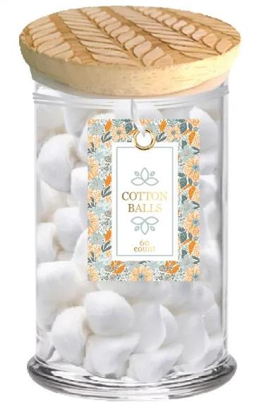 60 Jumbo Cotton Balls- Wood Leaf Embossed
