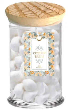60 Jumbo Cotton Balls- Wood Leaf Embossed