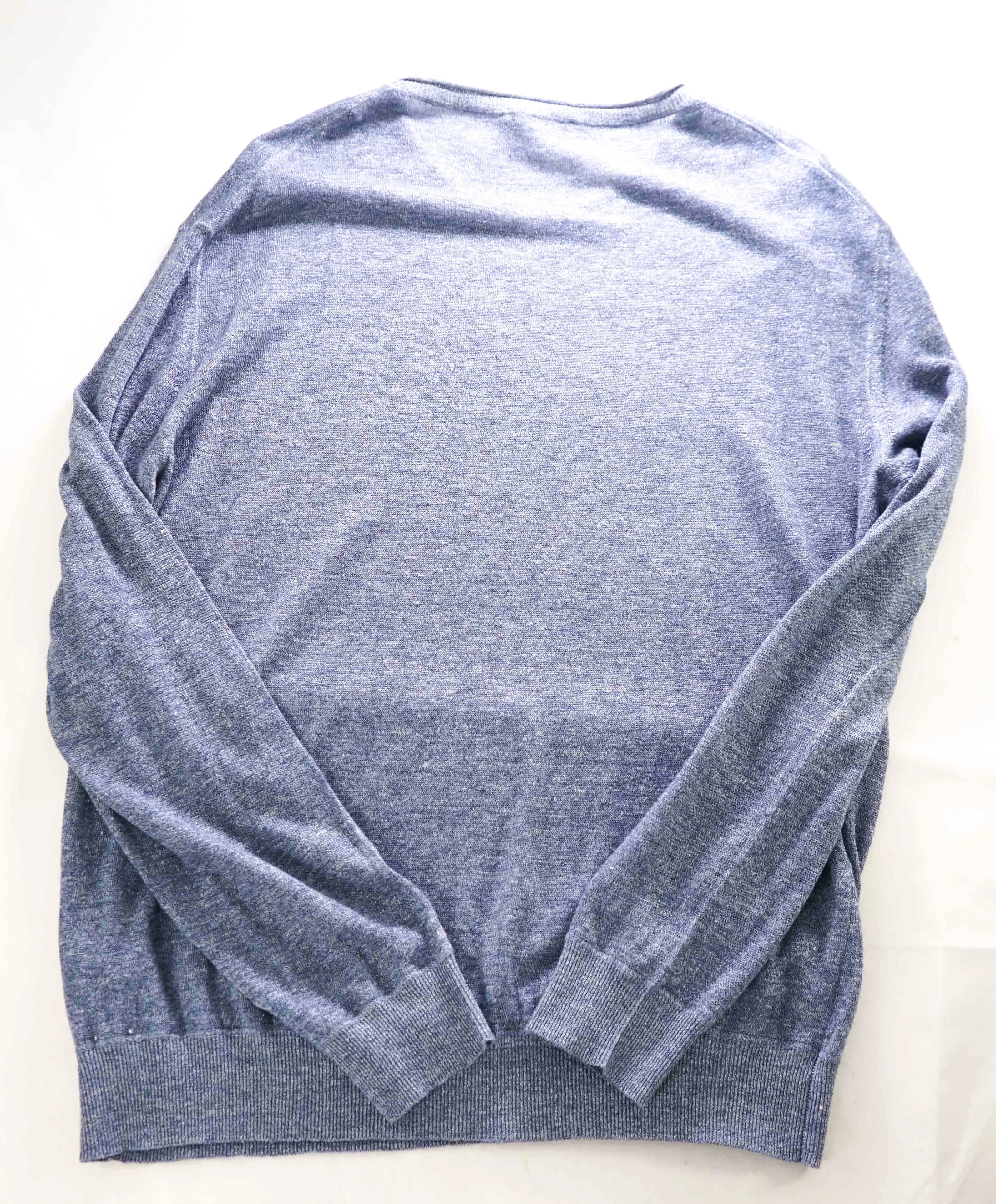 $795 Z ZEGNA - LINEN/COTTON Logo Blue Crewneck Sweater- XXL