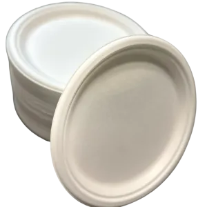 9" ECO BIODEGRADABLE COMPOSTABLE BAMBOO PLATES 1 COMPARTMENT 500CT