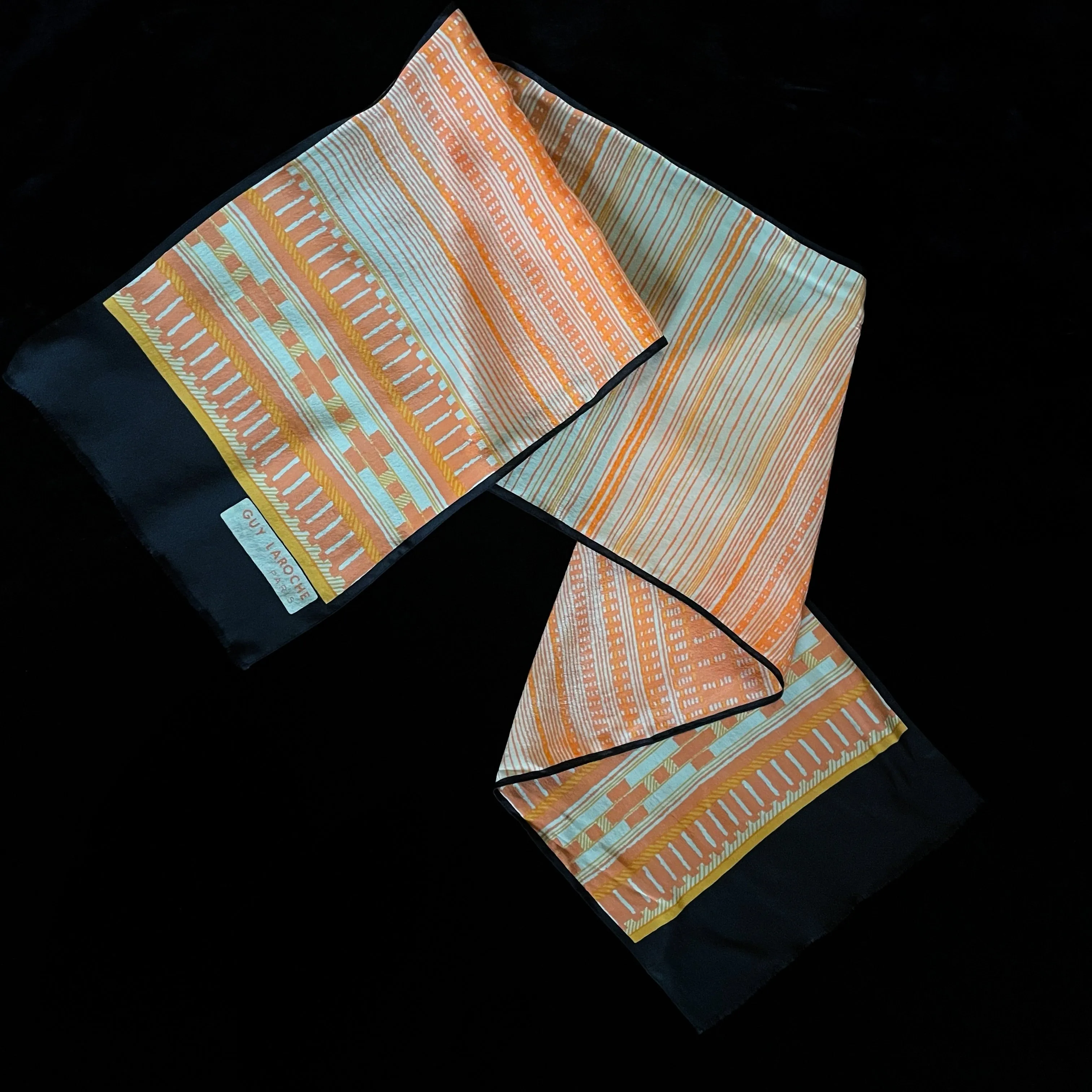 A 1970s LONG SILK SCARF BY GUY LAROCHE