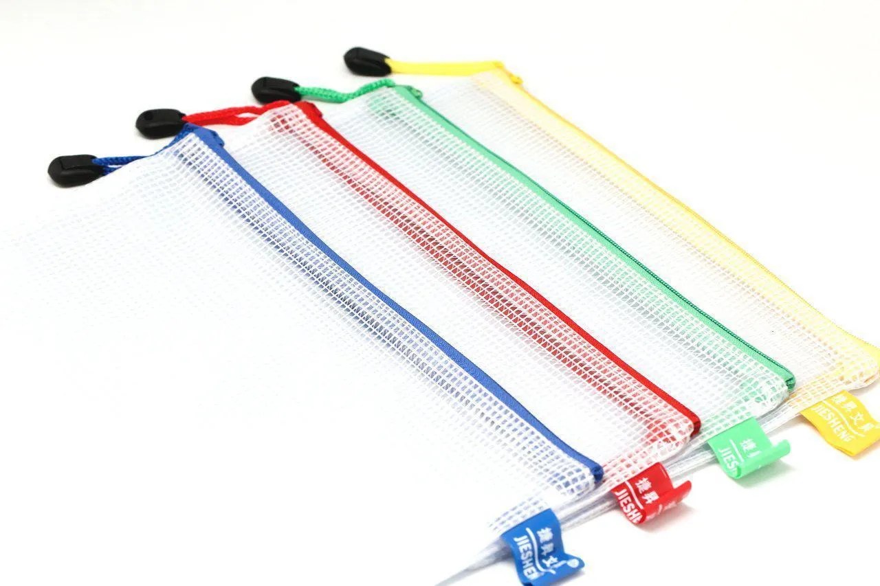 A5 Netting Case White with Coloured Zip Trim