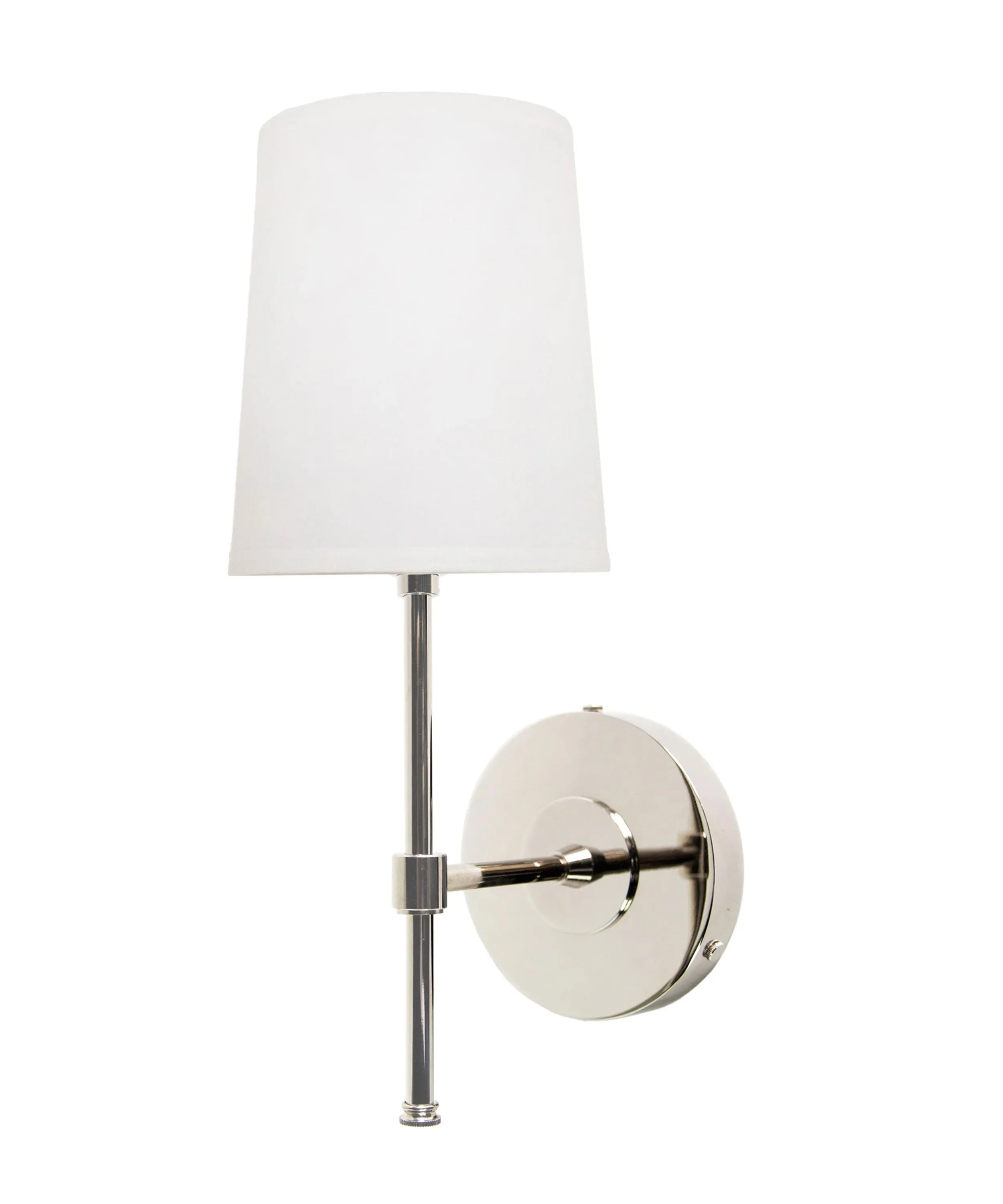 Adams Wall Sconce with Linen Shade, Polished Nickel