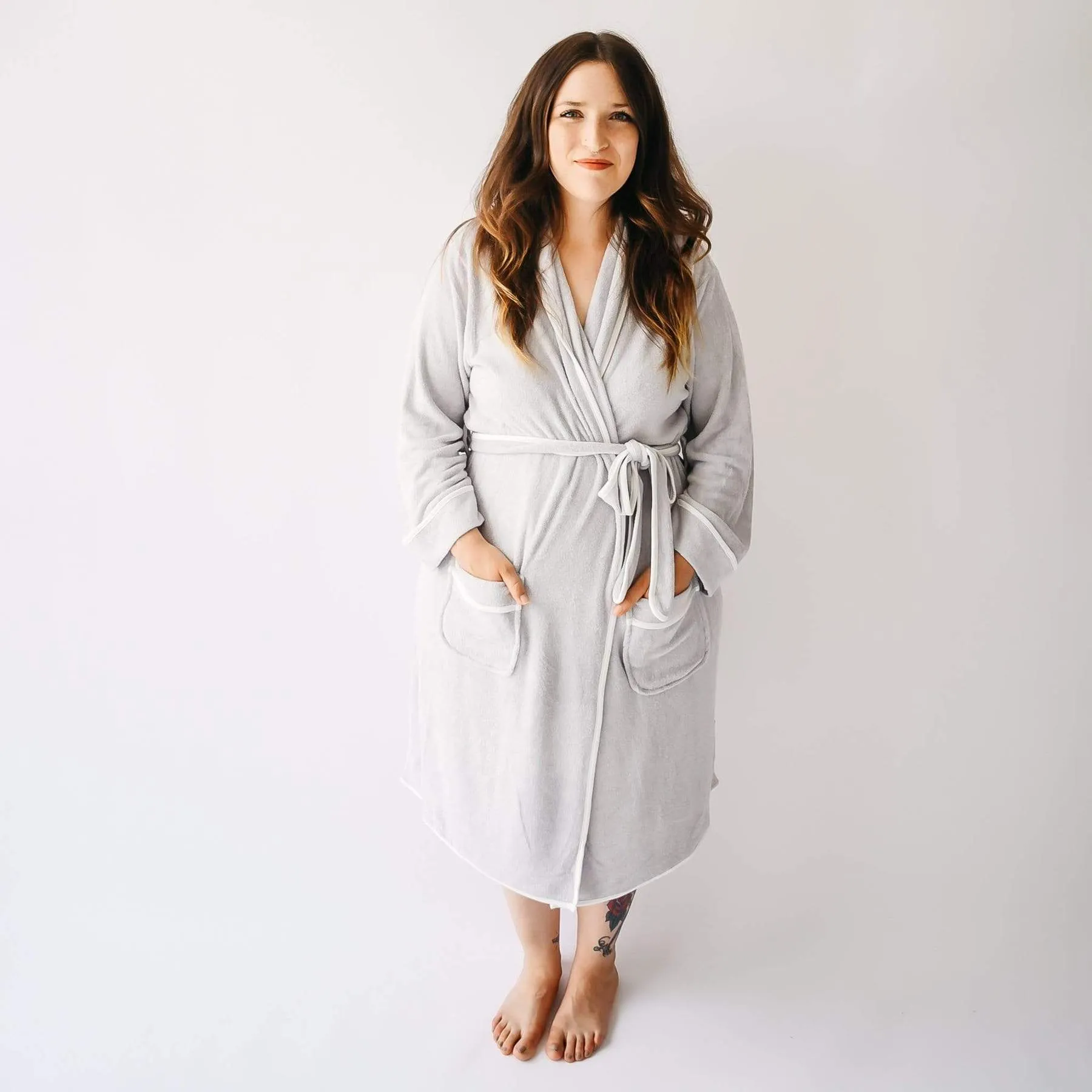 Adult Bath Robe - Storm with Cloud Trim