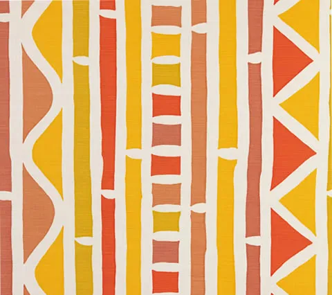Alan Campbell Fabric: Antibes Multi Color - Custom Terra / Gold / Yellow on Belgian Linen / Cotton