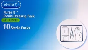 Alvita Nurse It Sterile Dressing Pack M/L Medium - Large  Kit x 10