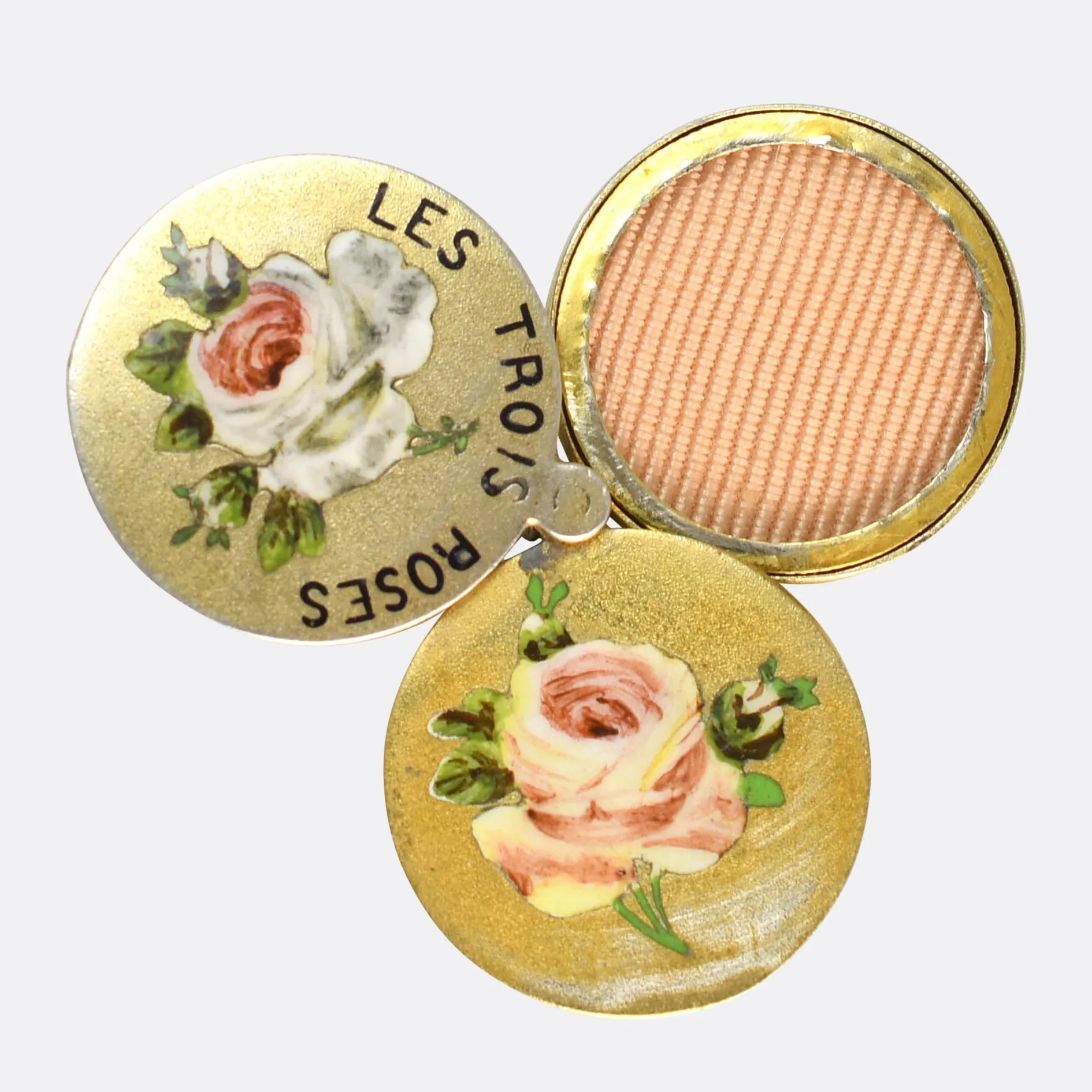Antique French "Les Trois Roses" Enamel Locket Charm