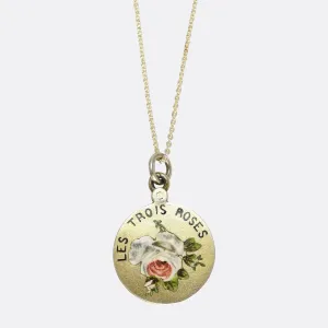 Antique French "Les Trois Roses" Enamel Locket Charm