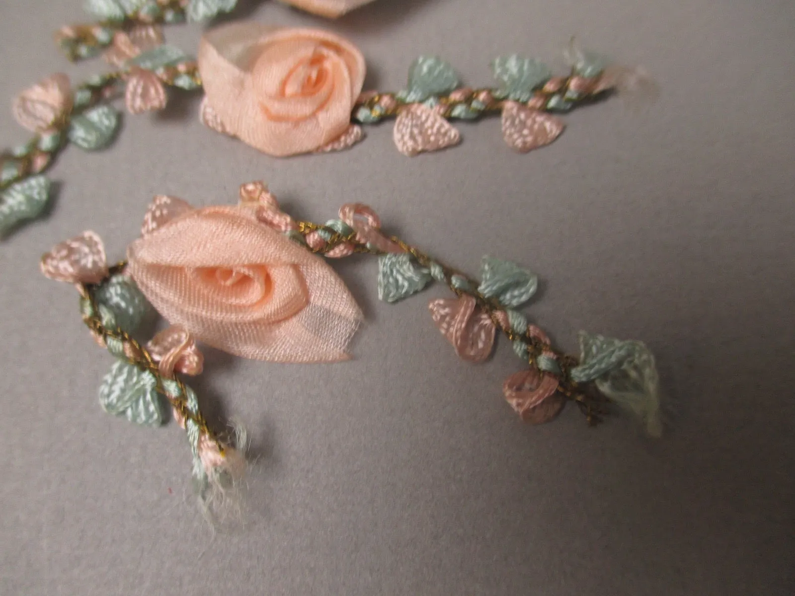 Antique Victorian Silk Rosette Ribbon Art 3 pc