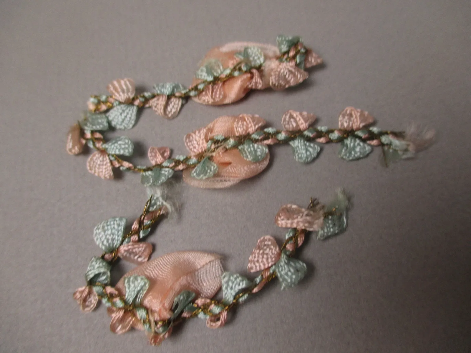 Antique Victorian Silk Rosette Ribbon Art 3 pc