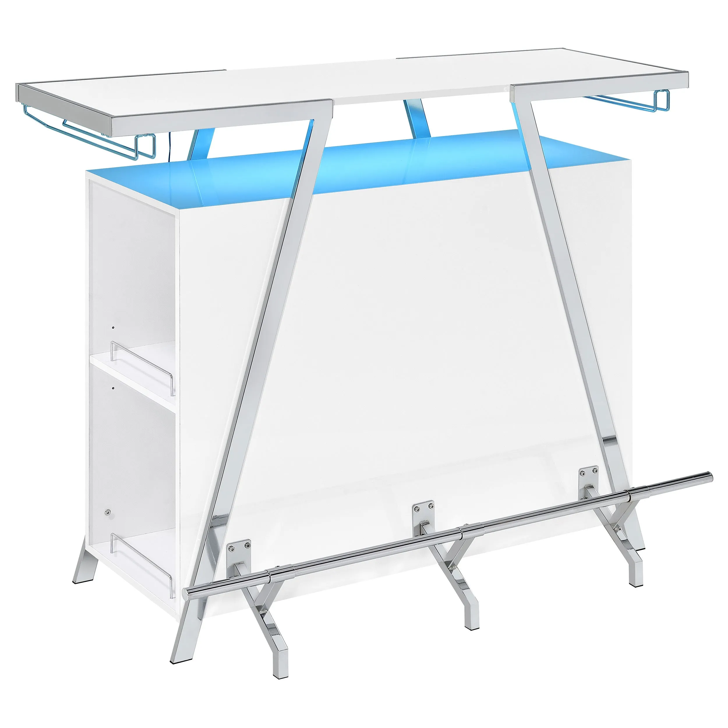 Araceli Freestanding LED Home Bar Cabinet White High Gloss