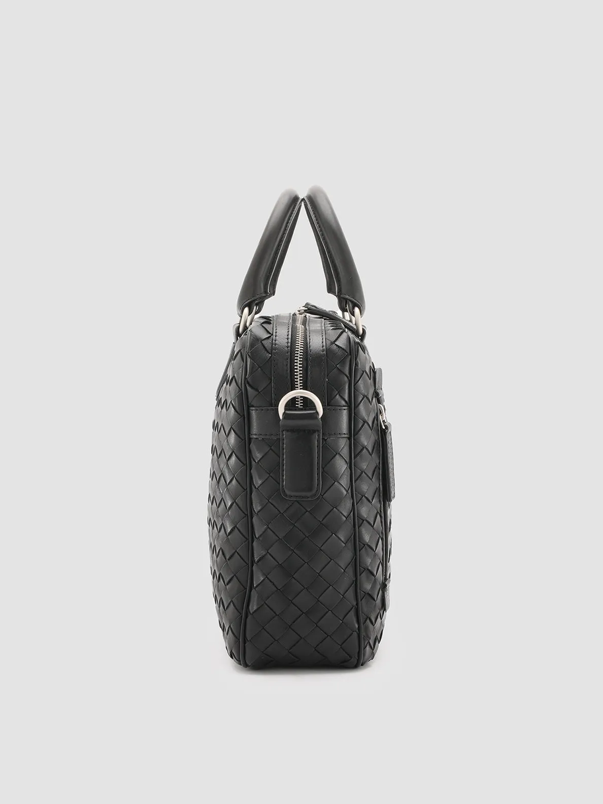 ARMOR 011 - Black Woven Woven Leather Bag