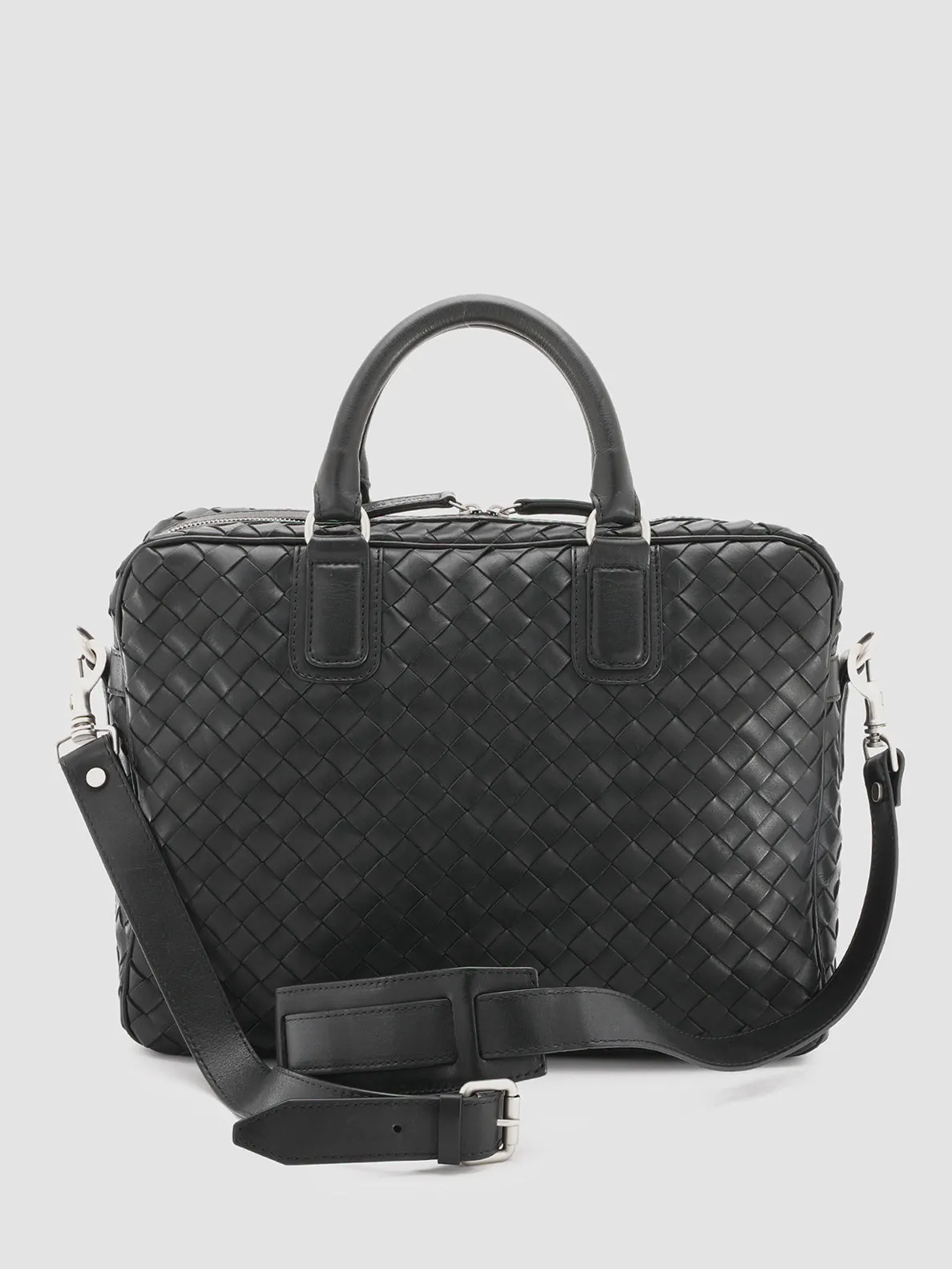 ARMOR 011 - Black Woven Woven Leather Bag