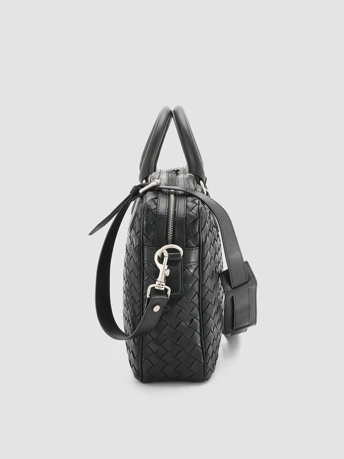 ARMOR 011 - Black Woven Woven Leather Bag