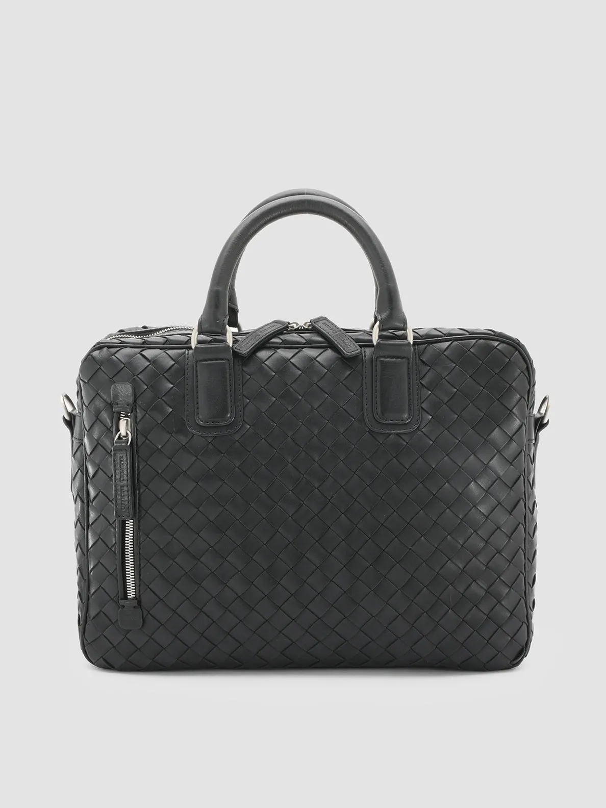 ARMOR 011 - Black Woven Woven Leather Bag