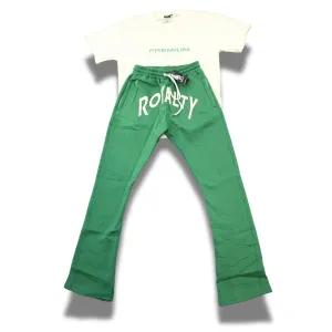 Army Green Stacked Set Ivory Color logo w/ green satin and silk blend pockets