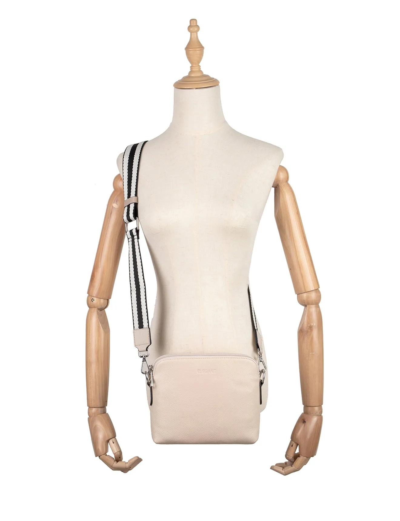 ASHLEY LEATHER BAG WEBBING STRAP- E1-0838-IVORY-SALE