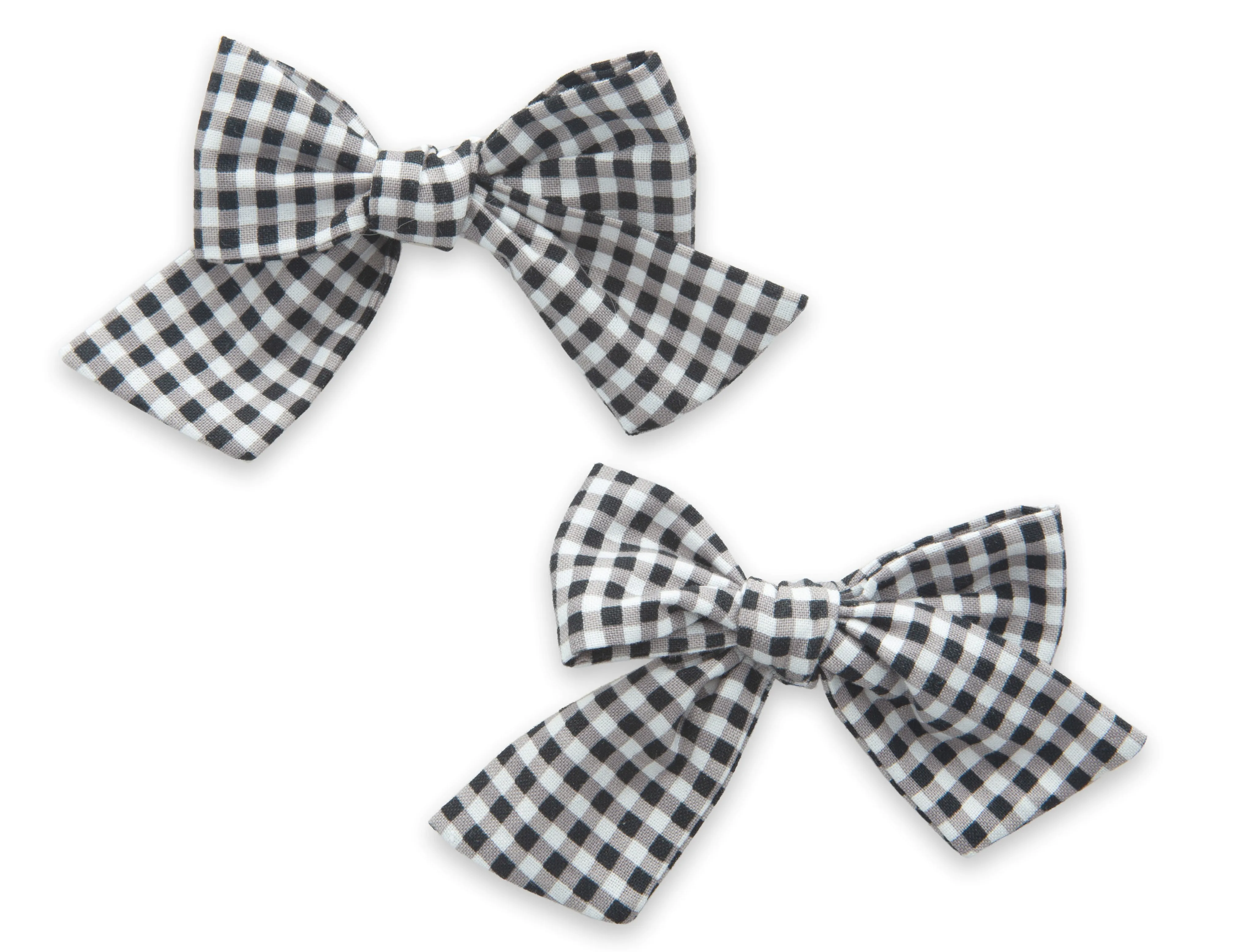 Baby Bling Big Cotton Bow Clip Set - Black Gingham