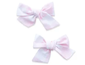 Baby Bling Big Cotton Bow Clip Set - Pink Lumberjack