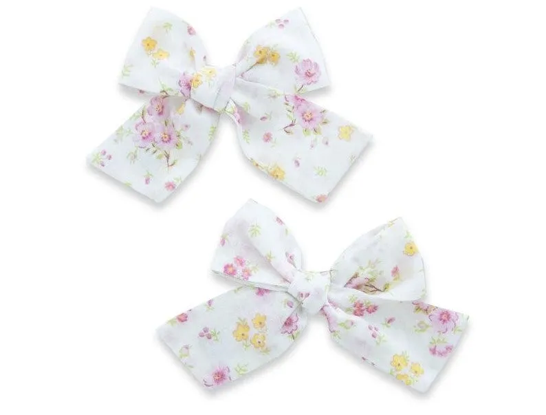 Baby Bling Big Cotton Bow Clip Set-Pink Zinnia