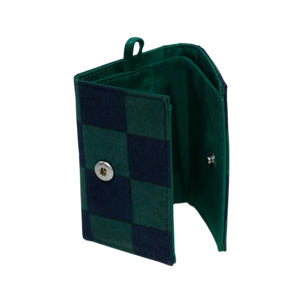 Baggu Snap Wallet, Navy Green Check