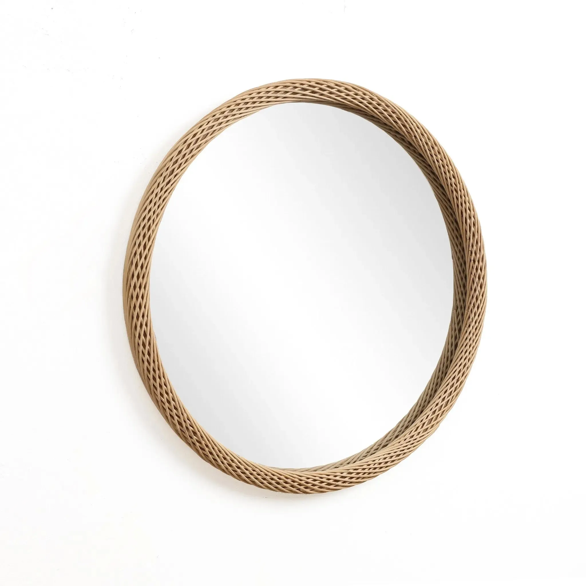 Bamboo Frame Round Accent and Vanity Wall Mirror