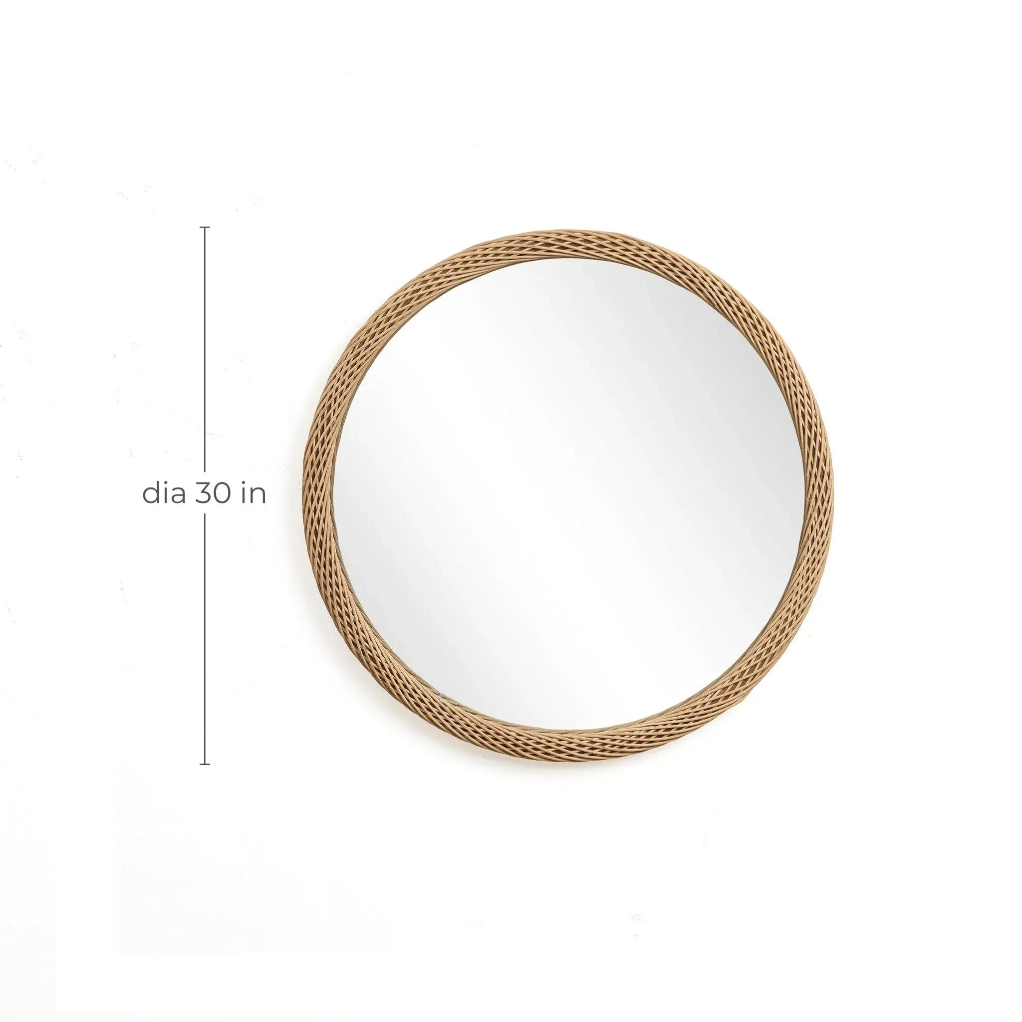 Bamboo Frame Round Accent and Vanity Wall Mirror