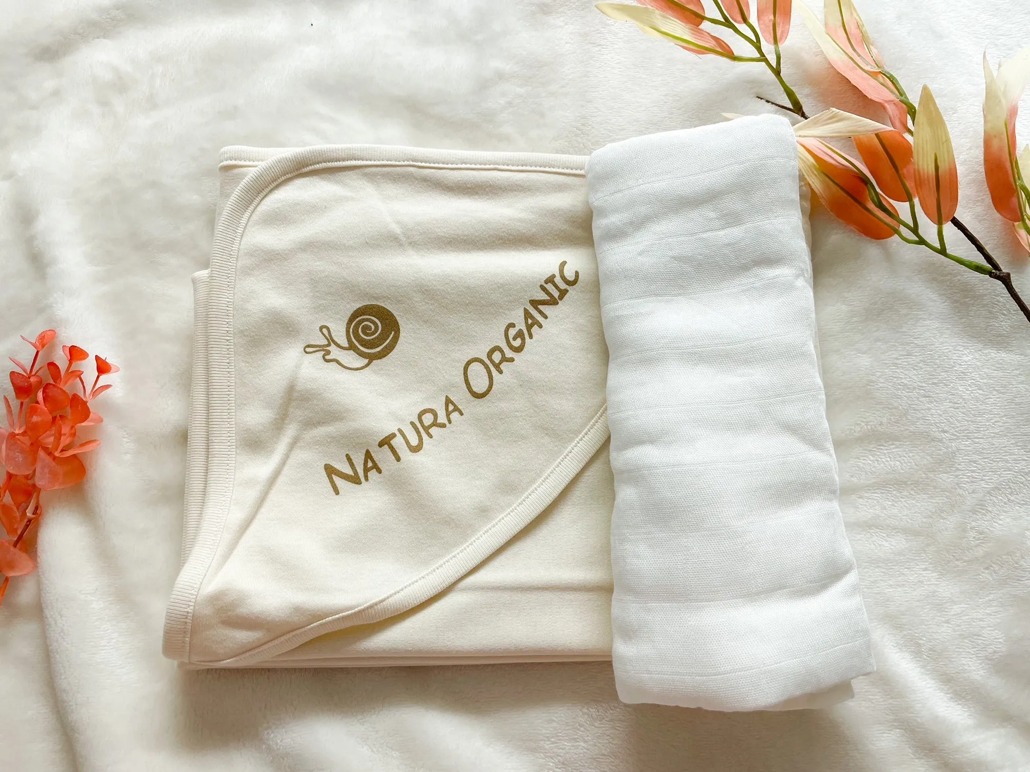Bamboo Swaddle and Organic Cotton Hooded Swaddle - Combo Pack