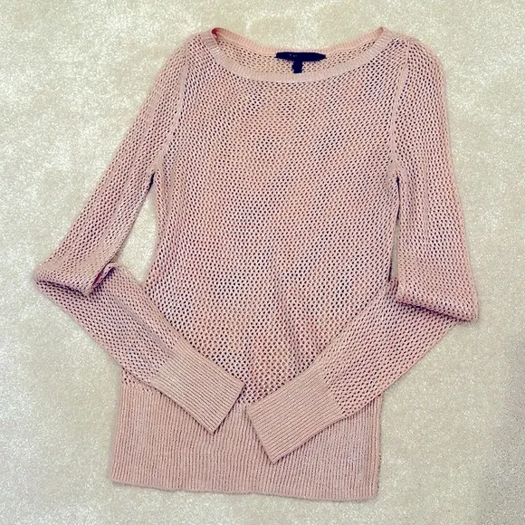 BCBG MaxAzria Metallic Dusty Pink Crochet Sweater