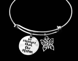 Be Stronger Than The Storm Expandable Charm Bracelet Adjustable Silver Wire Bangle Inspirational Meaningful Trendy