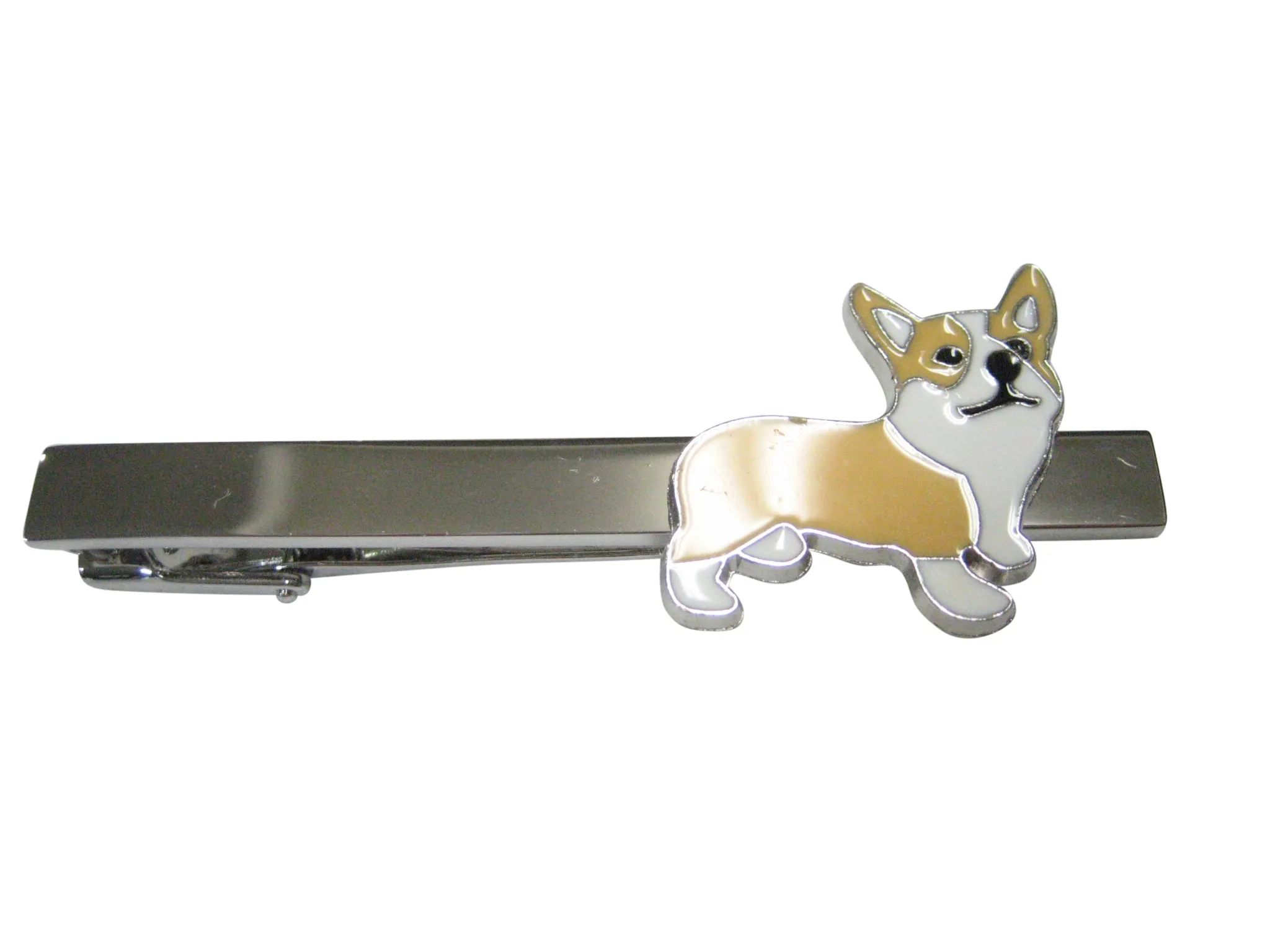 Beige and White Toned Corgi Dog Tie Clip