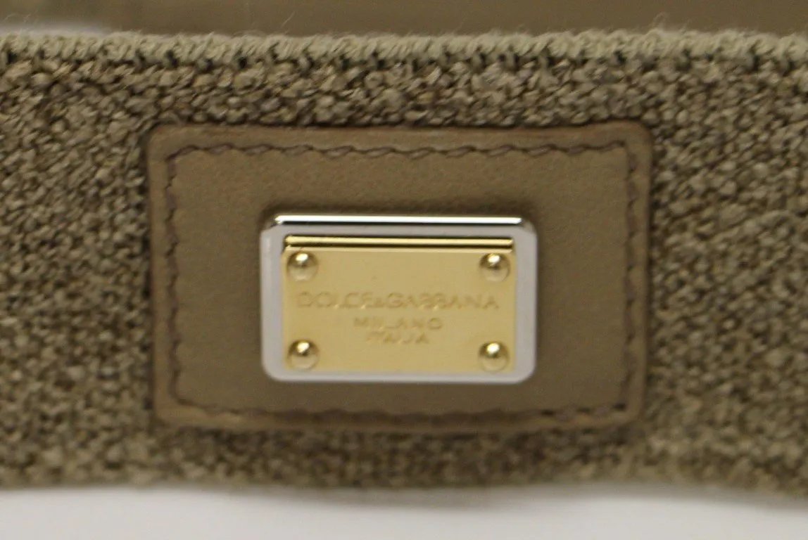 Beige Cotton Linen Logo Belt