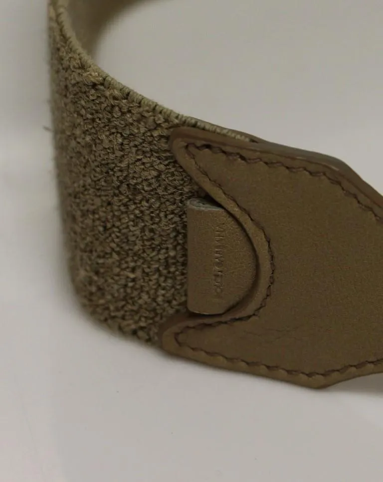 Beige Cotton Linen Logo Belt
