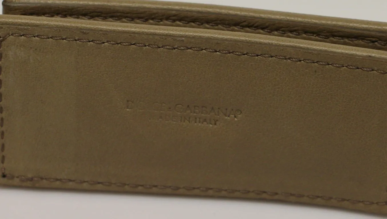 Beige Cotton Linen Logo Belt