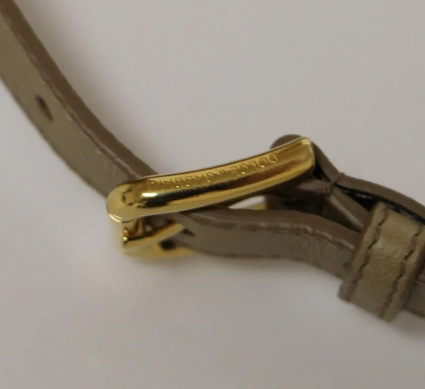 Beige Cotton Linen Logo Belt