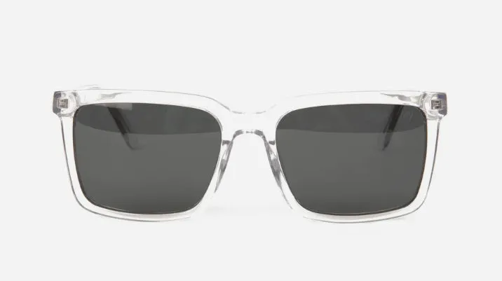 BIDLE-2 RECYCLED RECTANGLE SUNGLASSES - black or clear smoke