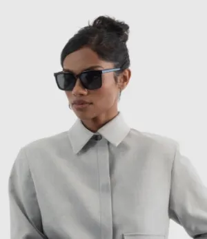BIDLE-2 RECYCLED RECTANGLE SUNGLASSES - black or clear smoke