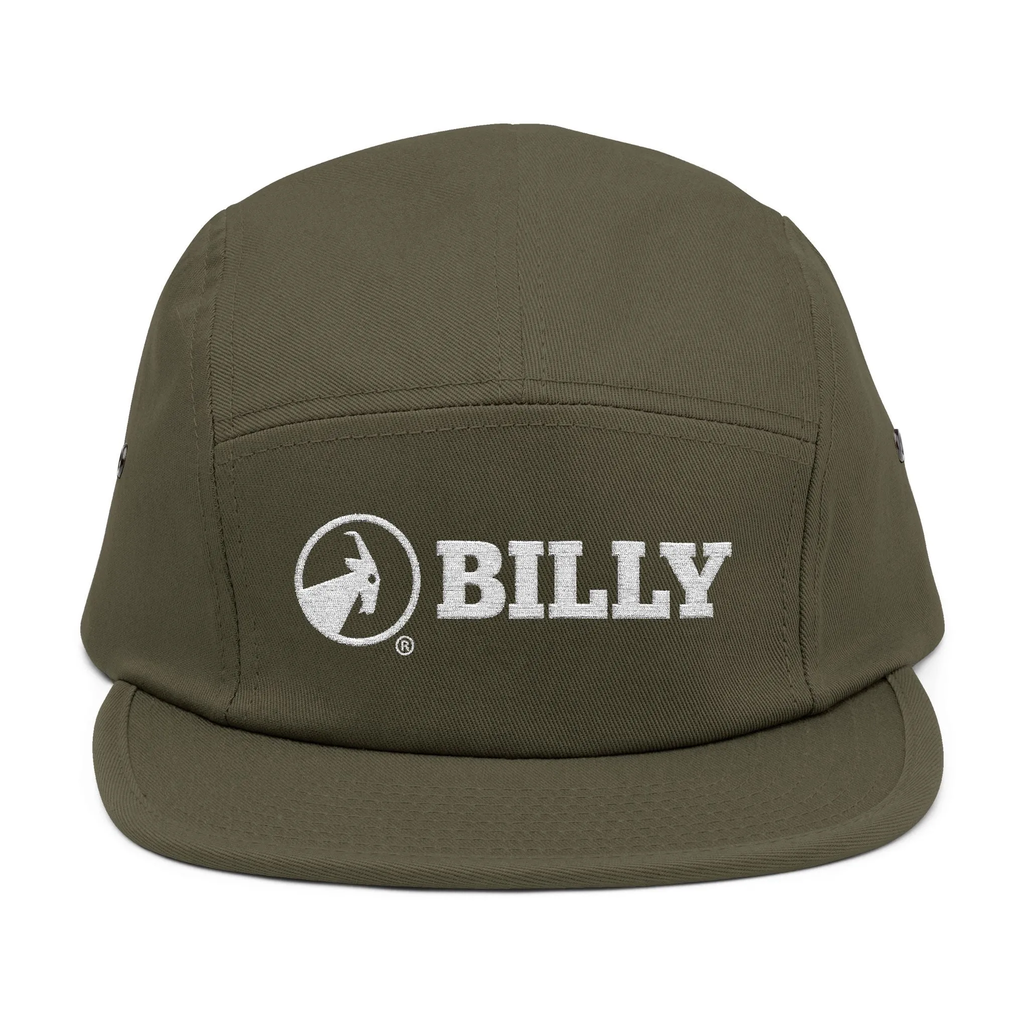 BILLY 5 Panel Cap (White Horizontal Logo - Embroidery) — AVAILABLE IN 6 COLORS