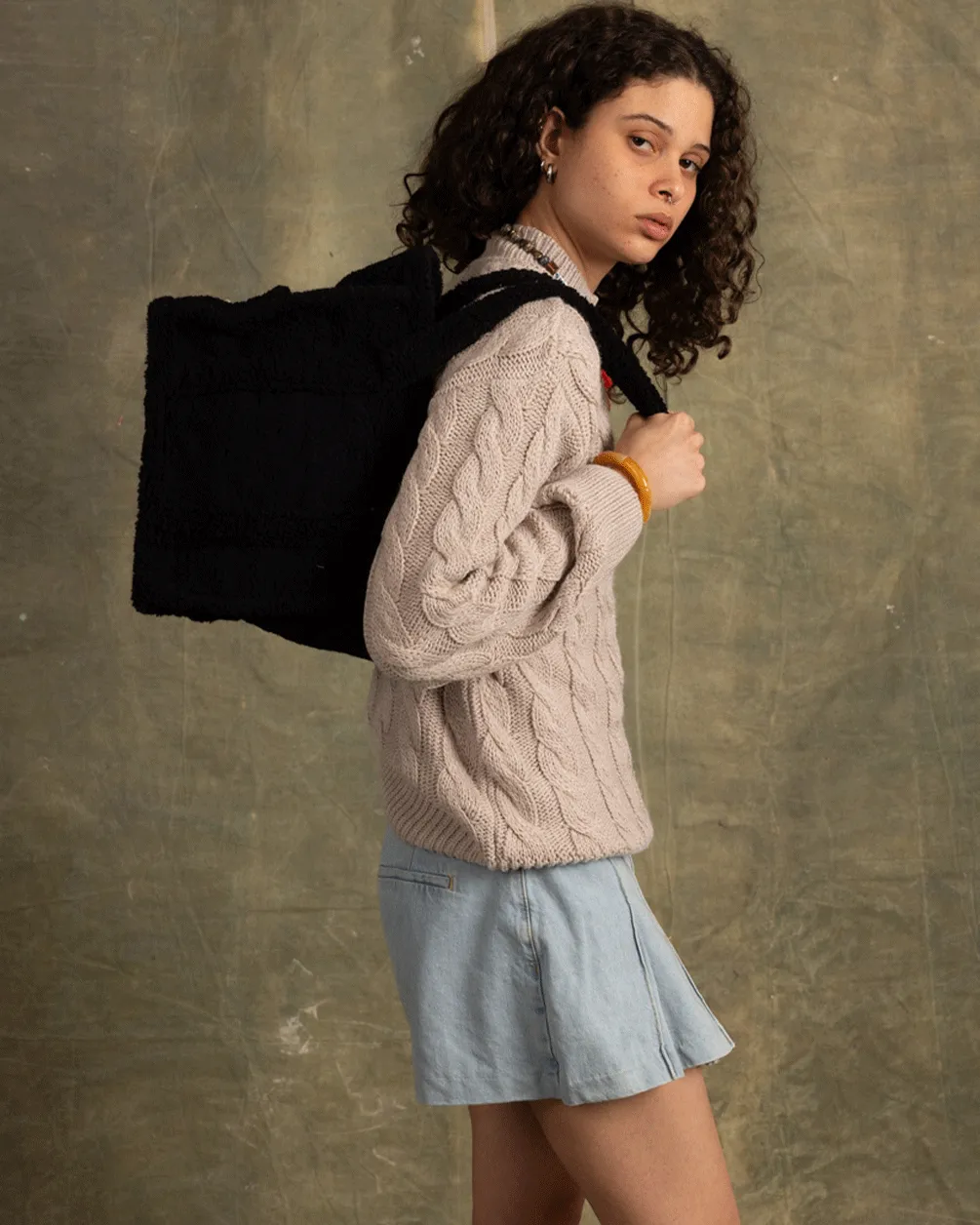 Black Boxy Tote Bag