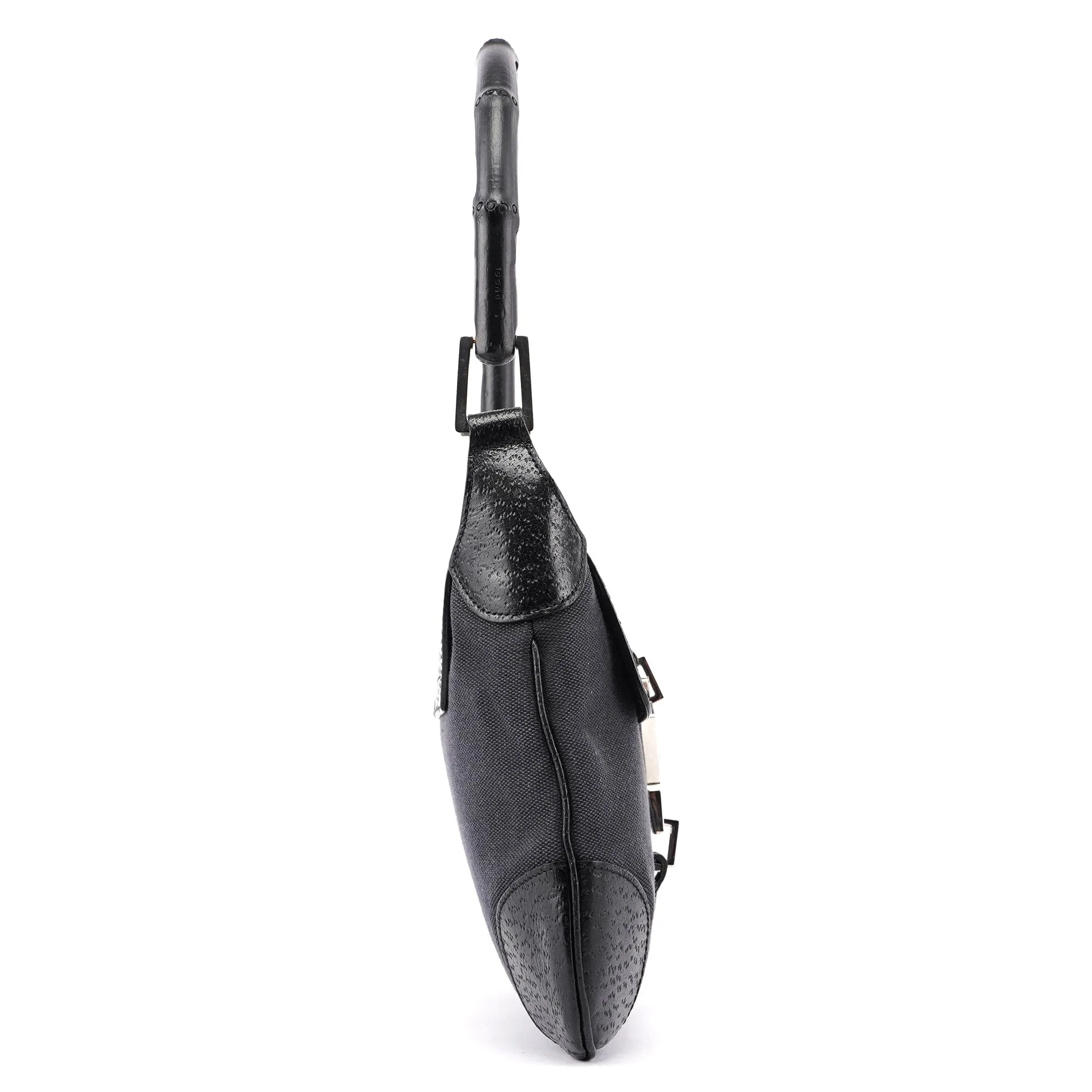 Black Canvas Jackie Bamboo Shoulder Bag