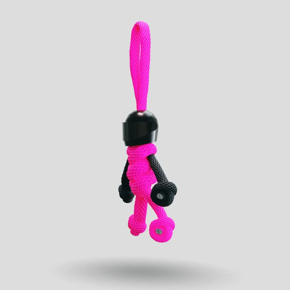 Black Hot Pink Biker Buddy Paracord Keychain
